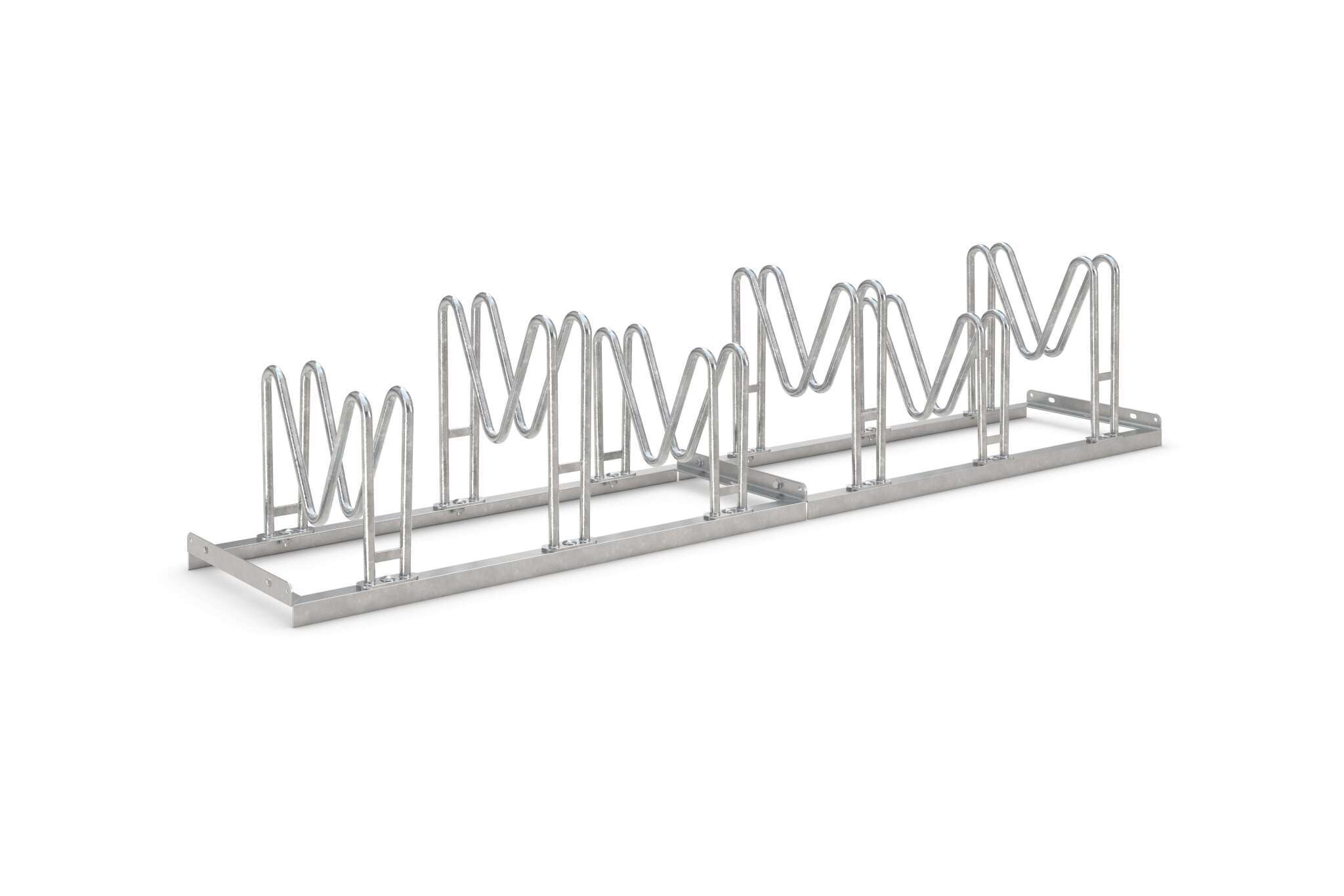 Fahrradständer aus Metall mit mehrere Stellplätze, geeignet für den Außenbereich.